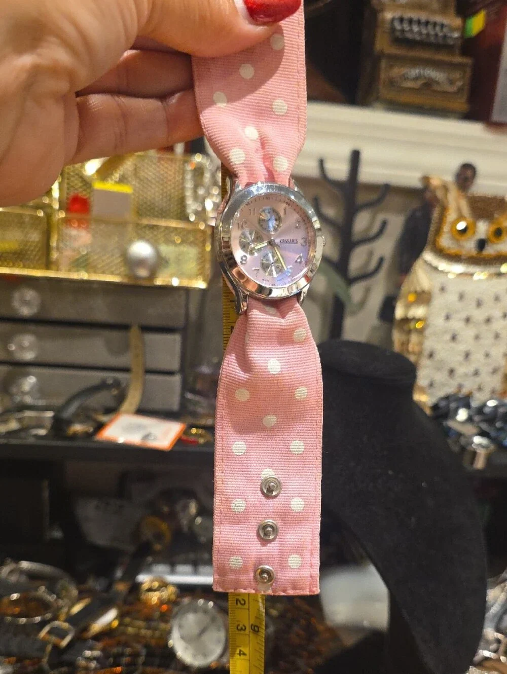 Kessaris Pink Polka Dot Kids Watch
